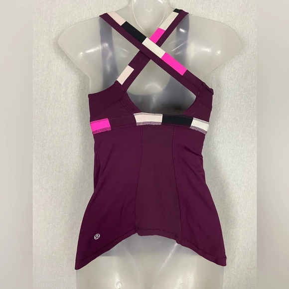 Lululemon Athletica  Stuff Your Bra cross cross Tank Pink Plum - Picture 4 of 13